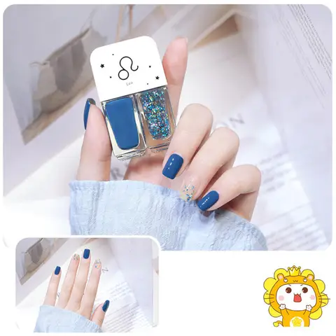 Nail Polish Set Two Bottles Glitter Scrub Can Tear No-bake Women Girl Cute Nail Polish Quick Drying Manicure Tools