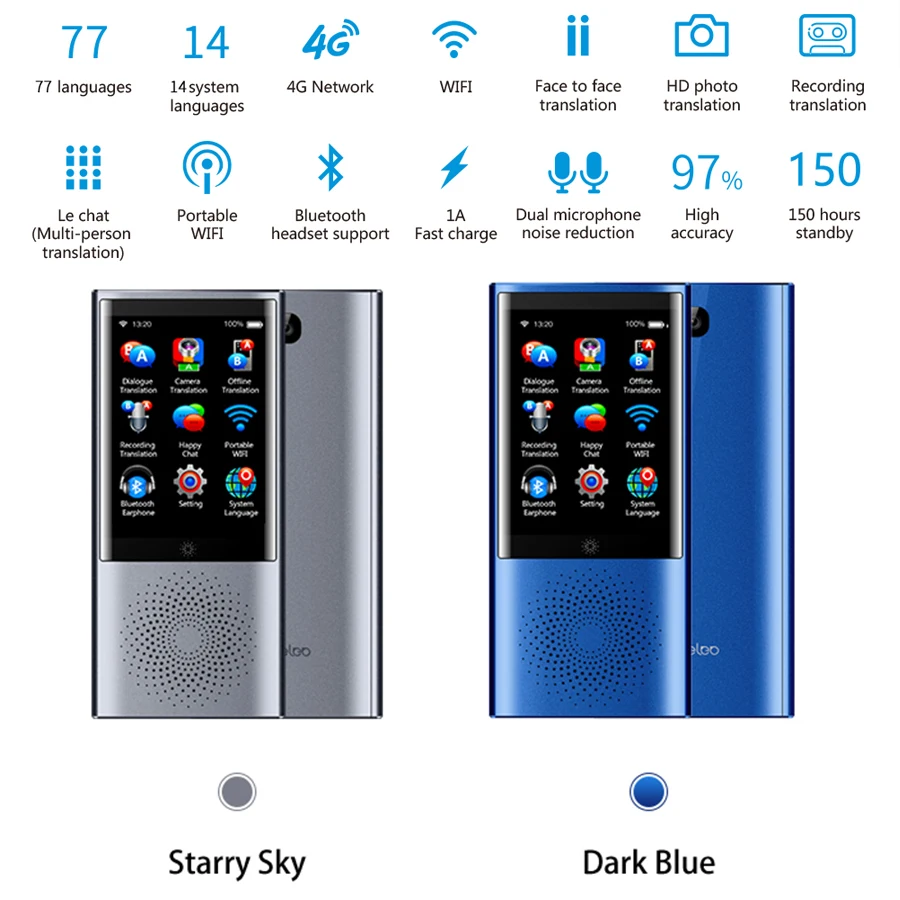 Boeleo global smart AI переводчик голоса мгновенный портативный vidro bateria несколько языков multilingue de voyage de voz одновременно