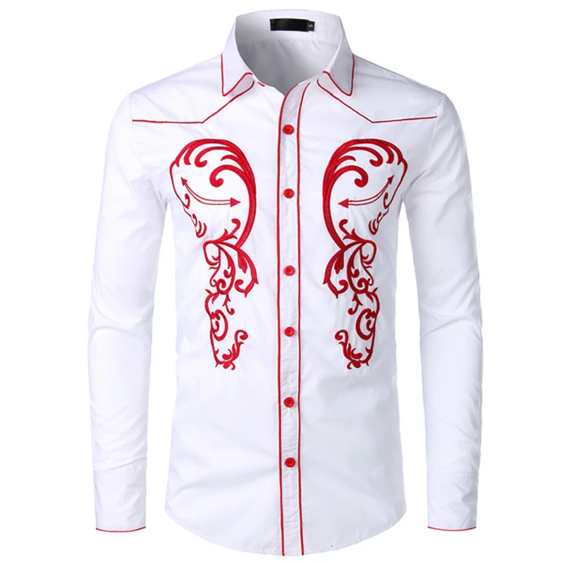 Monje cualquier cosa seguro Camisa de hombre camisa blanca bordada camisa de manga larga solapa West  Nation tendencia personalidad camisa blanco blusa roja bordado árabe  Top|Ropa africana| - AliExpress
