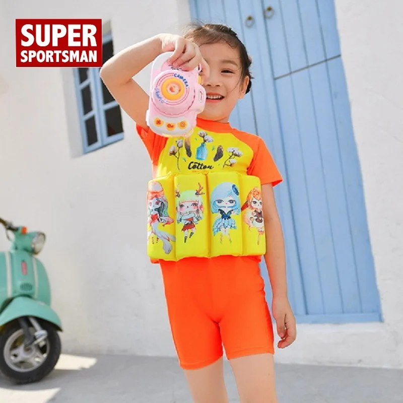 Children Floating UV Protection Swimwear Baby Girl Cartoon Rashguard Surfing Swimsuit Kids Boy Water Sport Swimming Bathing Suit | Спорт и