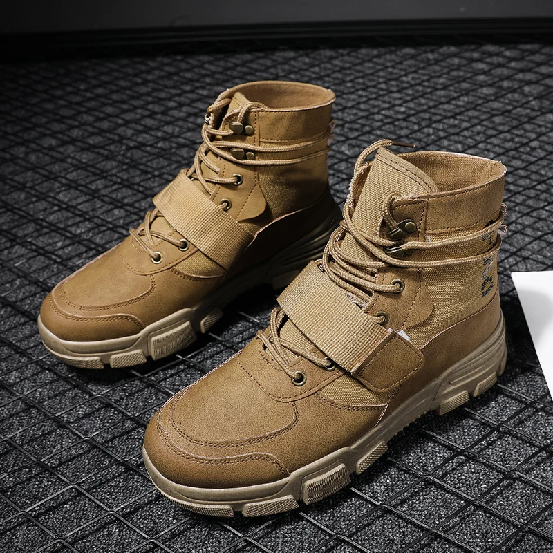 

2019 New Arrivals Spring/Autumn Male Boots Hard-Wearing Low Heels Platform Cross-tied Shoes Mans Comfort Walking Casual Shoes