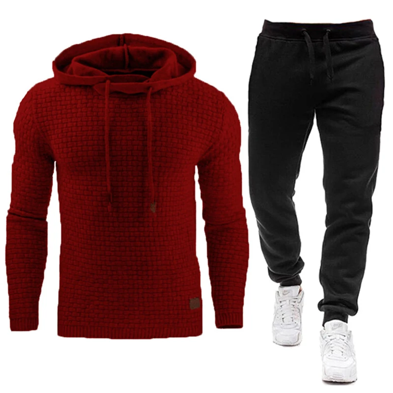 2021 New Tracksuit Men Brand Male Solid Hooded Sweatshirt+Pants Set Mens Hoodie Sweat Suit Casual Sportswear S 5XL Free Shipping