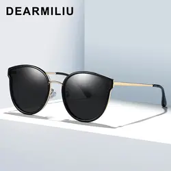 DEARMILIU модный дизайн Для женщин поляризованных солнцезащитных очков вождения круглый кошачий глаз солнцезащитные очки градиент UV400
