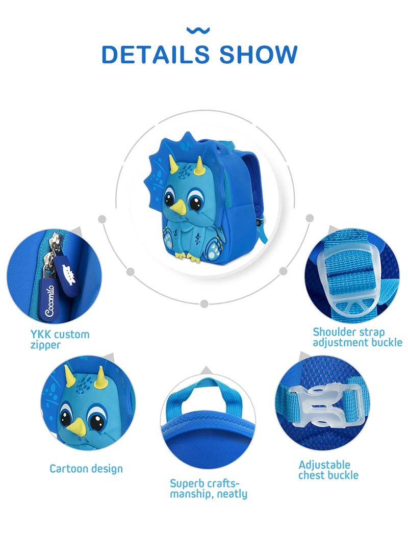 Cocomilo сумка для детей 3-5 лет, детские рюкзаки с изображением животных из мультфильмов, динозавр, школьный ранец для детского сада, единорог