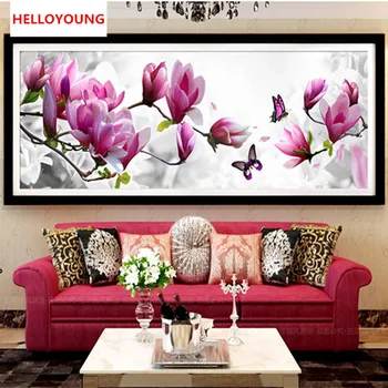 

DIY Diamonds Embroidery Butterflies play Magnolia Round Diamond Painting Cross Stitch Kits Diamond Mosaic Home Decor