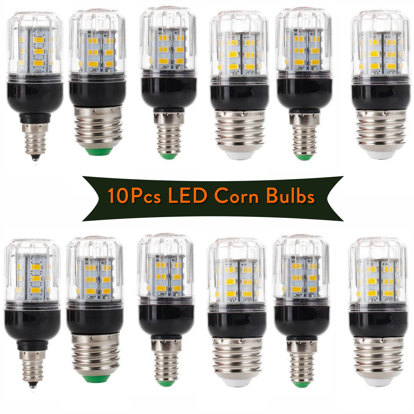 10X E27 E14 E12 E26 светодиодный лампы 5730 SMD 110V 220V DC 12V 24V 27 Светодиодный s 7W светодиодный кукурузный светильник лампа Рождественский люстры лампы в форме свечи дома светильник Инж