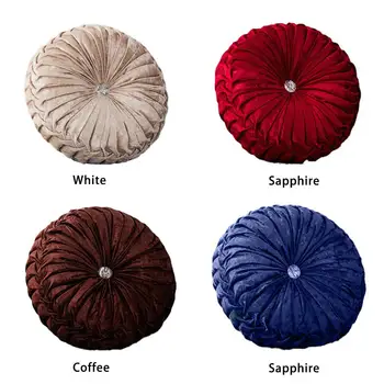 

Round Shape Throw Pillow Cushion Seat Bed Sofa Pad Core Velvet Fabric Car Back Cushion Home Bedroom Decoration 4 Colors