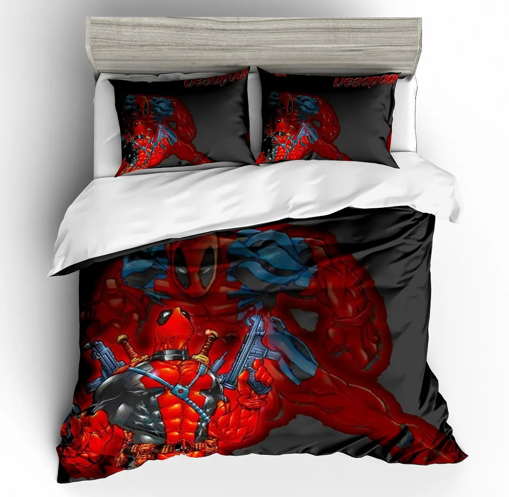 

Classic Film Super Hero Bed Linen Set 3D Print Terror Character Bedding Set Multi Size Black/Red Duvet Cover Set 3PCS Bedclothes