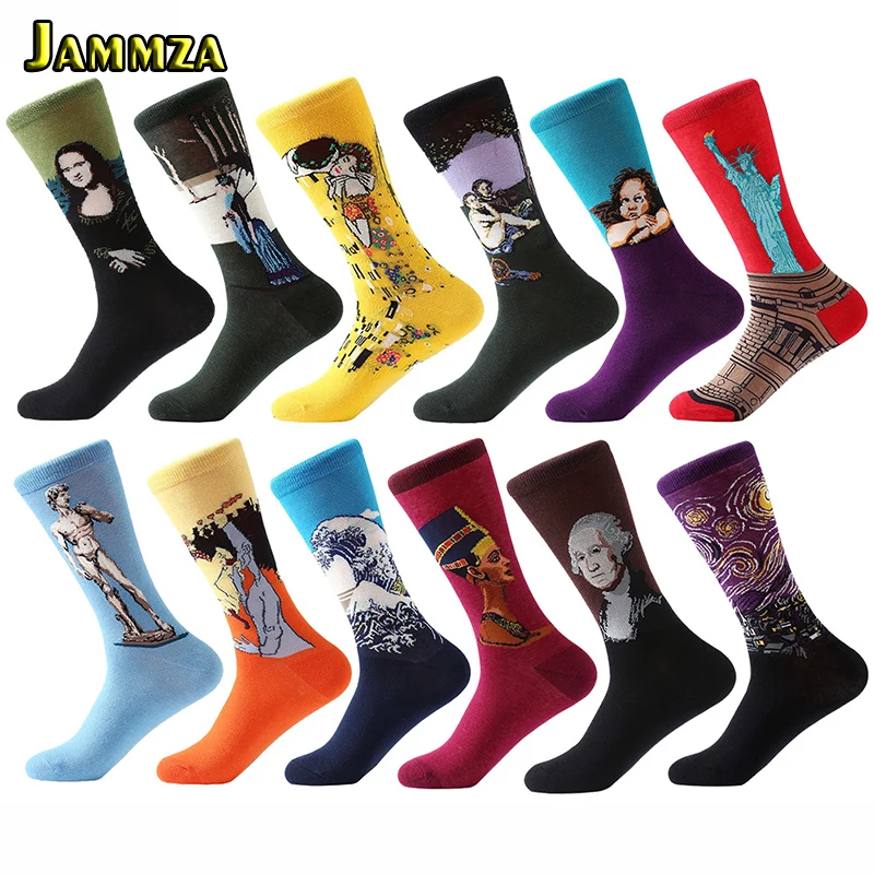 

Retro Painting Portrait Art Socks Man Happy Europe Van Gogh Fashion Cotton Men Socks Funny Novel Design Vinatge Sock