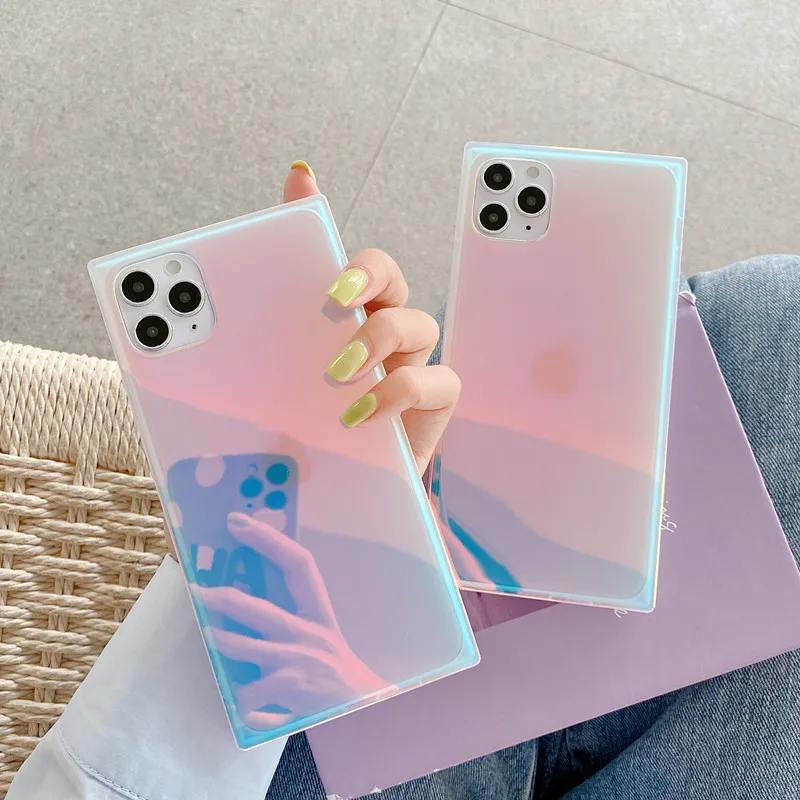 Square Purple Laser Glitter Case For Iphone 13 12 Pro Max 7 8 Plus Xs Max Xr Clear Silicone Soft Cover For Iphone 11 12 Se Phone Case Covers Aliexpress