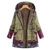 Women Leaves Floral Print Coat Jacket Winter Warm Plush Fluffy Parkas Windbreaker Casual Zipper Hooded Pocket Vintage Coats Plus ► Photo 3/6