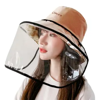 

Fashion Unisex Letter Print Anti-Droplet Cap Detachable Face Shield Bucket Hat Full Face Protective Cover Mask Visor Shield