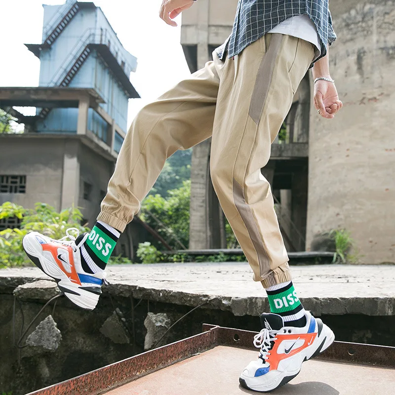 

Men Loose Casual Harem Pants Korean-style Trend Pure Cotton Bib Overall Sports Ankle Banded Pants 2019 New Style MEN'S Trousers