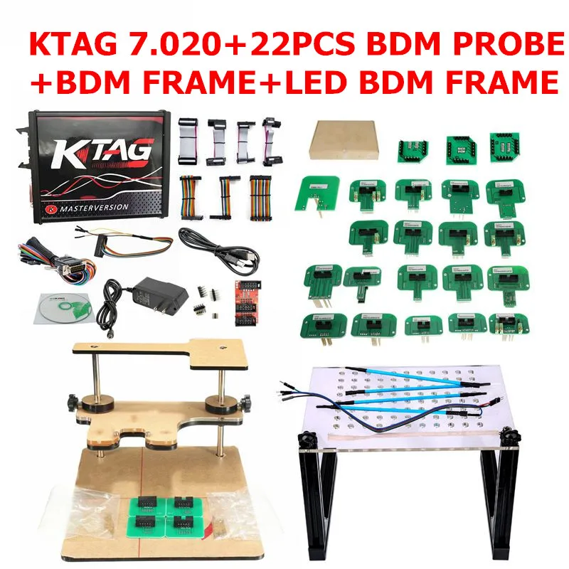 Kess V5.017 KTAG V7.020 OBD2 набор для настройки менеджера Ktag BDM100 ECU программист FGTECH Galletto 4 V54 bdm Рамка с адаптером 22 шт - Цвет: KTAG 22PCS 2BDM