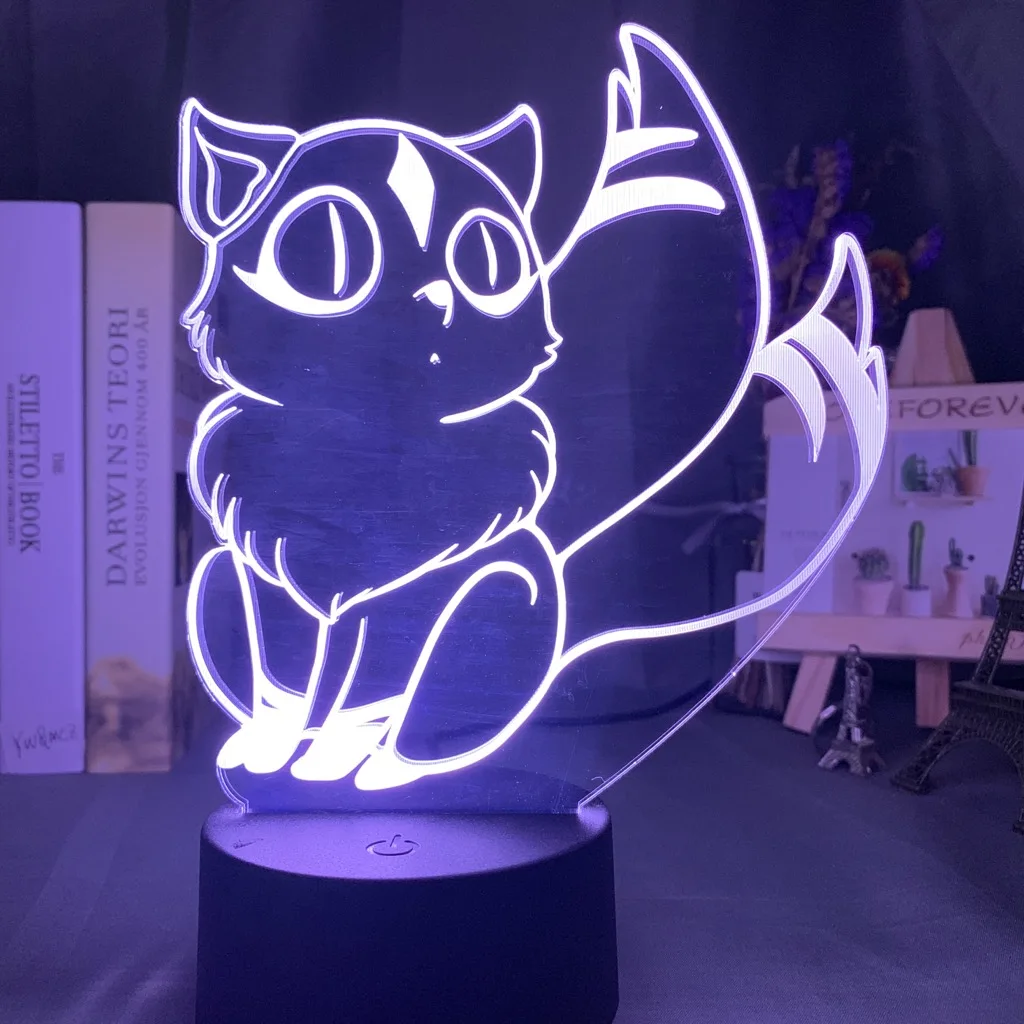 3d ночной Светильник Kirara, фигурка для декора комнаты, светодиодный, меняющий цвет, Ночной светильник, аниме, подарок для детей, декор для спальни, 3d лампа Inuyasha