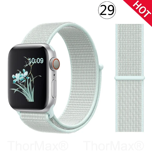 29-Teal Tint Ремешок для часов Apple Watch 4 серии 5 4 3 мягкий легкий дышащий нейлоновый спортивный ремешок 38 мм 42 мм 40 мм 44 мм Ремешки для наручных часов - Цвет ремешка: 29-Teal Tint