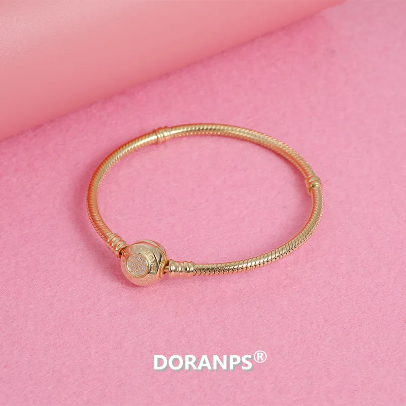 gold Ювелирные изделия DORANPS Серебро 925 бусины Золотой браслет Шарм браслет для женщин Изготовление ювелирных изделий, 1pz - Окраска металла: gold
