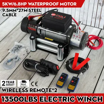 

Electric Winch 13500lbs/6123.5 kg 12V Truck Trailer Rope Remote Control Fast Line Speed and Sure Hold