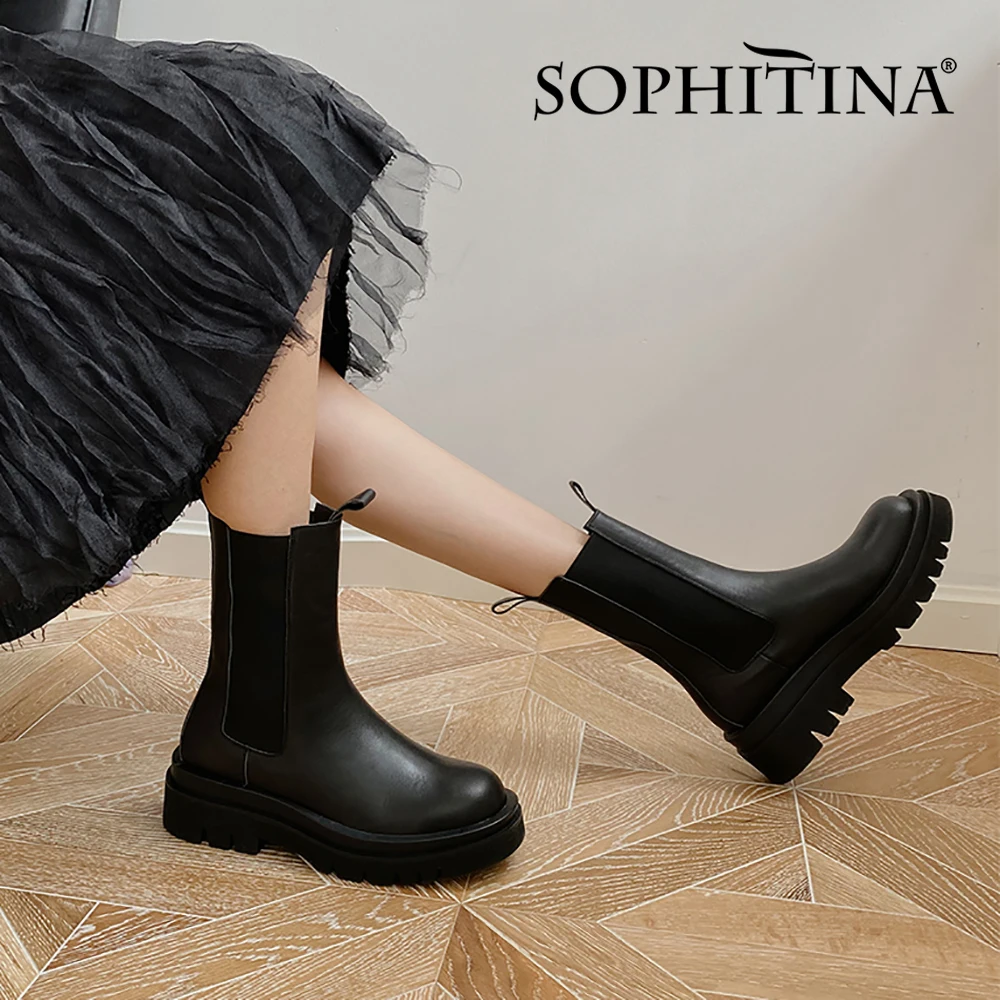SOPHITINA/женские ботинки Челси Качественные кожаные удобные уличные на низком