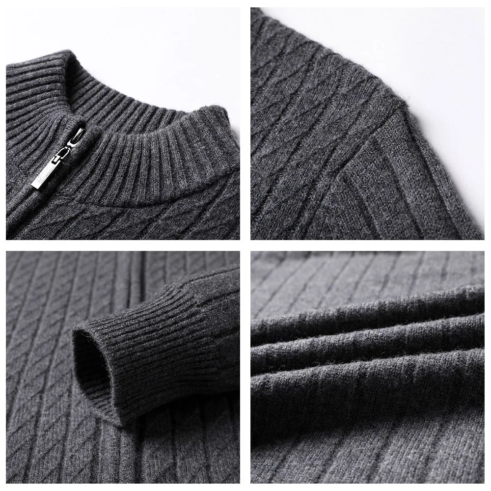 COODRONY Brand Thick Warm Winter Zipper Turtleneck Cardigan Men Clothing Fashion Casual Cashmere Merino Wool Sweater Coat C3148