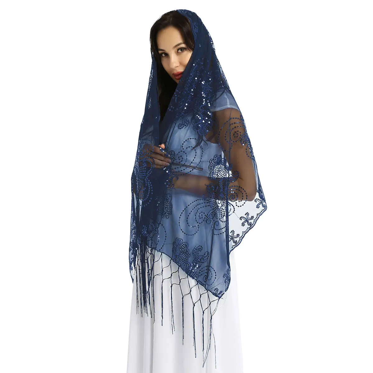Женская элегантная шаль 160x60 см, винтажный Блестящий шарф 1920 s, свадебная накидка с блестками, вечерние платья с бахромой, шаль, накидка