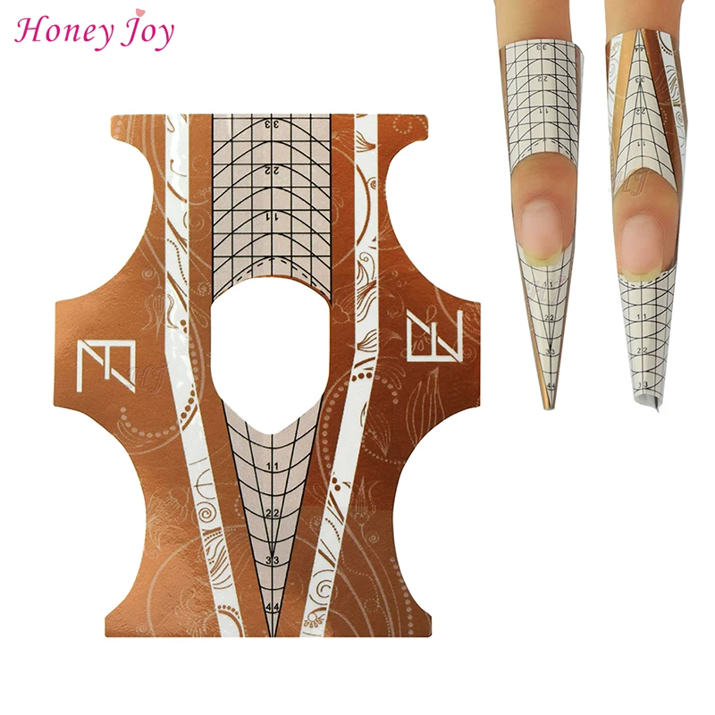 

100pcs Professional Dual Use Nail Forms for Rhombus & Stiletto Tips UV Gel Acrylic Nails Extension Nail Art Tool Self-Adhesive