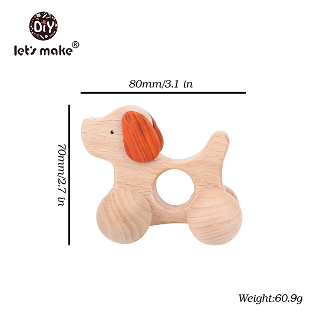 Let'S Make Wooden Baby Toys Dog Car Gym Wood Animal Rattles Horse Car Wooden Teether Kids Toys 3