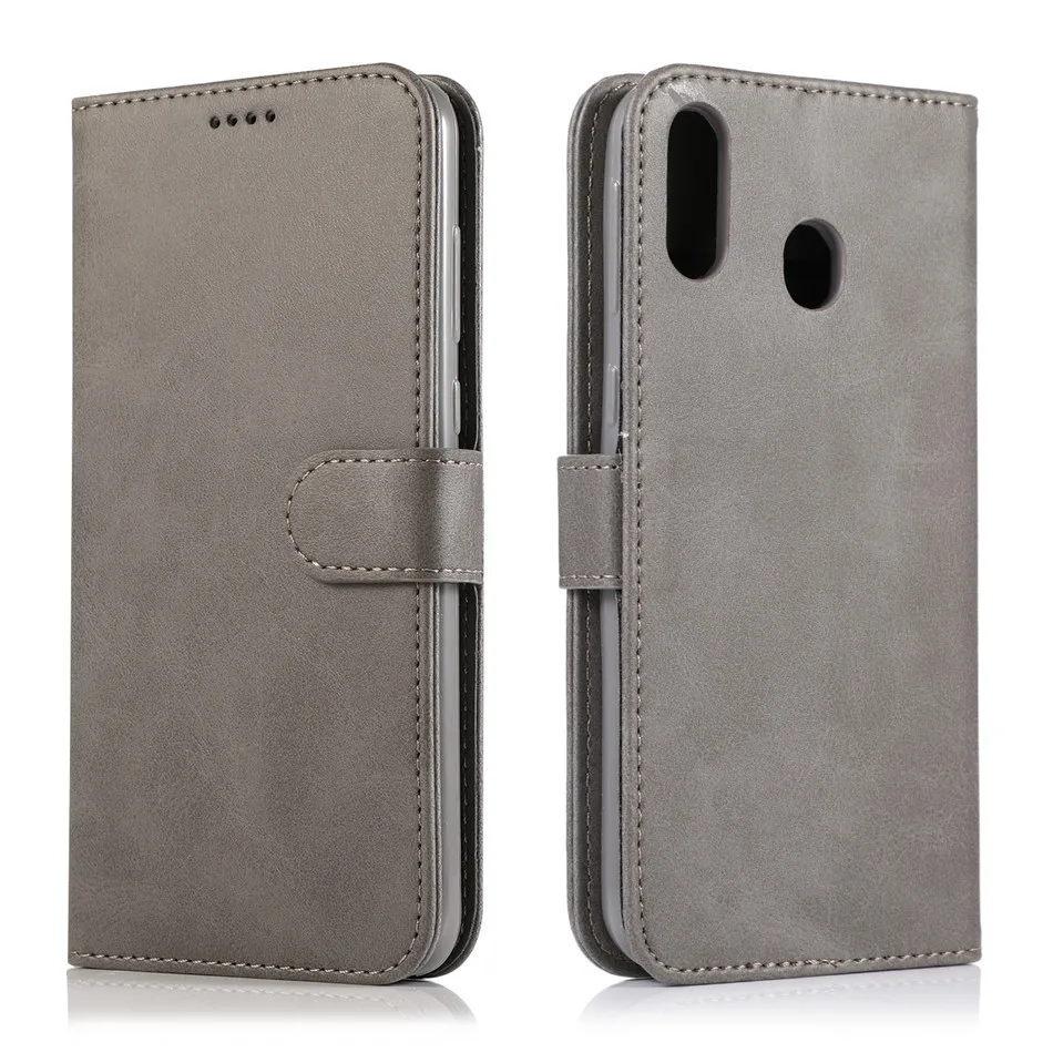 Винтажный кожаный чехол для samsung Galaxy M30 M20 M10 M40 ручной работы, кожаный чехол-бумажник для samsung M20 M10 M30S M40 - Цвет: Gray