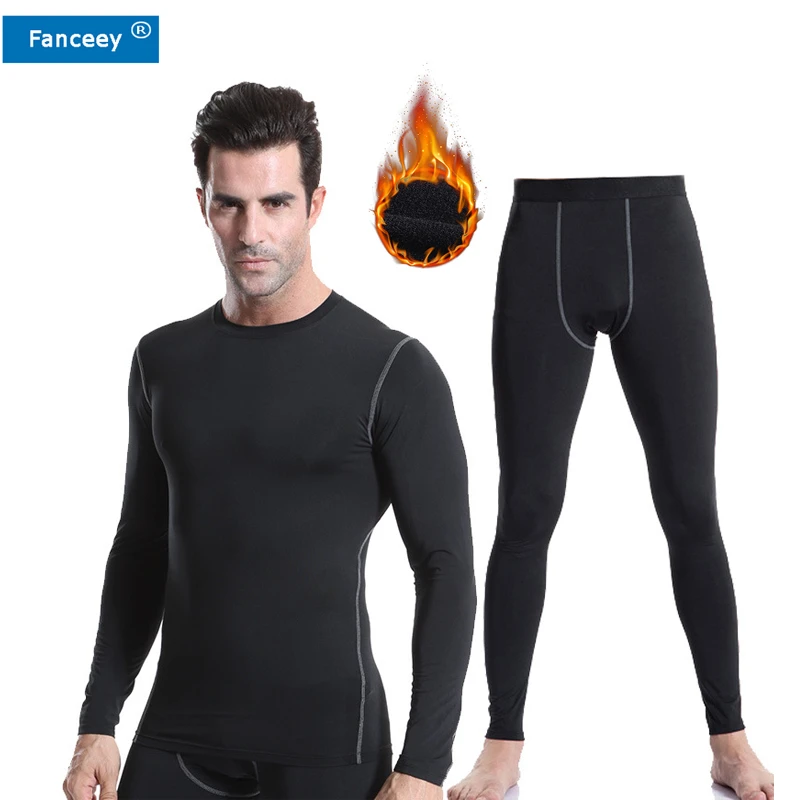 Fanceey Winter Thermal Underwear Men Keep Warm Long Johns Men Fitness flecce compression underwear thermo undershirts leggings fruit of the loom long johns