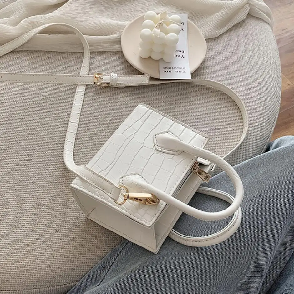 

Stone pattern Mini Square Tote bag 2020 Summer New High quality Leather Women's Designer Handbag Travel Shoulder Messenger Bag