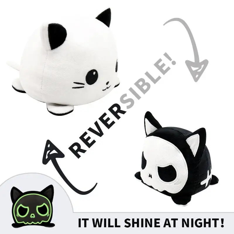 Peluche Reversible para niños, Gato, Gato, animales de Peluche, unicornio, doble cara, juguetes bonitos para Pulpos