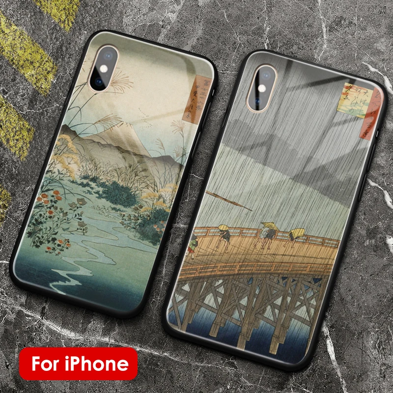 Ukiyo-e landscape Retro japanese art soft silicone glass phone case shell cover for iPhone 6 6s 7 8 Plus X XR XS 11 Pro MAX | Мобильные