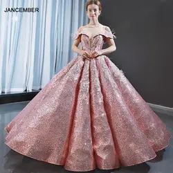 J66936 jancember розовые платья Quinceanera 15 в виде сердца свадебное платье без рукавов бальный наряд пушистое платье для выпускного вечера vestido de