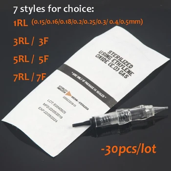 

30pcs Tattoo Easy Click Screw Cartridges Needles Microblading for Permanent Makeup Machine, 1RL/3RL/3F/5RL/5F/7RL/7F