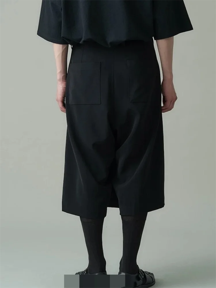 Men's Culottes Casual Pants Wide Leg Pants Early Fall New Black Loose Asymmetric Young Warrior Fashion Culottes