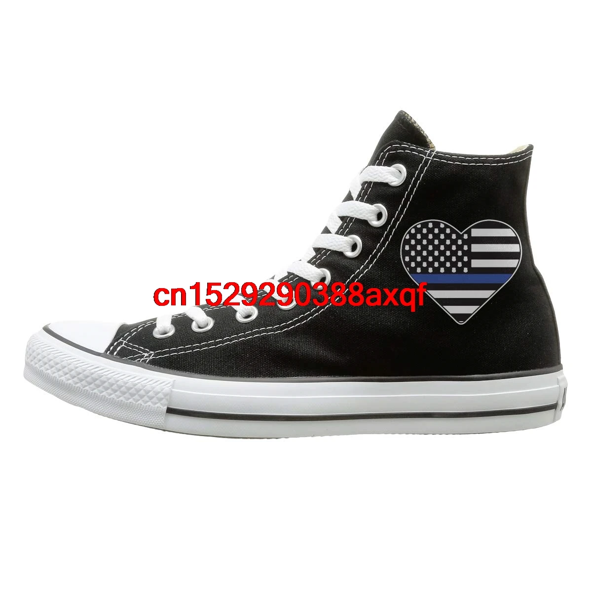 

Canvas Shoes Police Thin Blue Line Hear Casual High Top Lace Ups Sneaker For Men's Women's