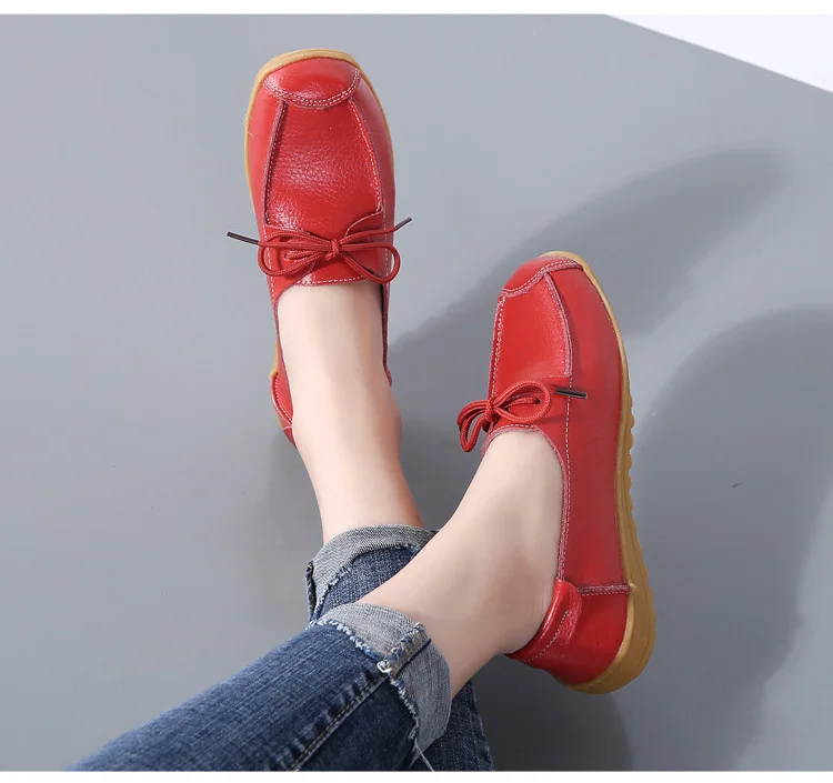 AH1805-2020 Spring Autumn Shoes Woman Genuine Leather Walking Flat Shoes Woman-12