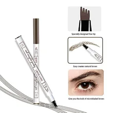 Dark Brown Eyebrow Pencil Microblading Eyebrow Tattoo Pen Makeup Waterproof 4 Tip Eyebrow Pen Black Liquid Pen Enhancer Cosmetic