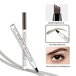Dark Brown Eyebrow Pencil Microblading Eyebrow Tattoo Pen Makeup Waterproof 4 Tip Eyebrow Pen Black Liquid Pen Enhancer Cosmetic