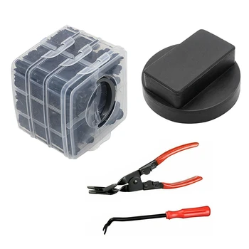 

1 Pcs Jacking Point Pad Lifting Support Hard Rubber 61X10 mm & 620Pcs Car Truck Bumper Door Panel Fastener Clips