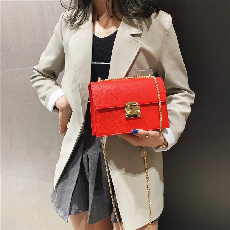 

New Arrival Small Square Bag Women's 2019 New Style Fashion Korean-style Versatile Simple Fashion CHIC Chain Shoulder Small