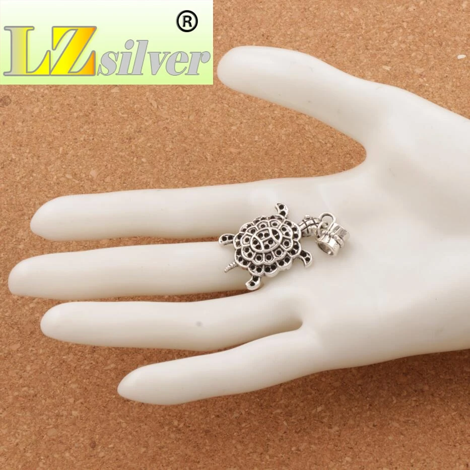 Sea Tortoise Turtle Animal Big Hole Beads 44.5x21.3mm 60pcs zinc alloy Dangle Fit European Bracelets Jewelry DIY B1181