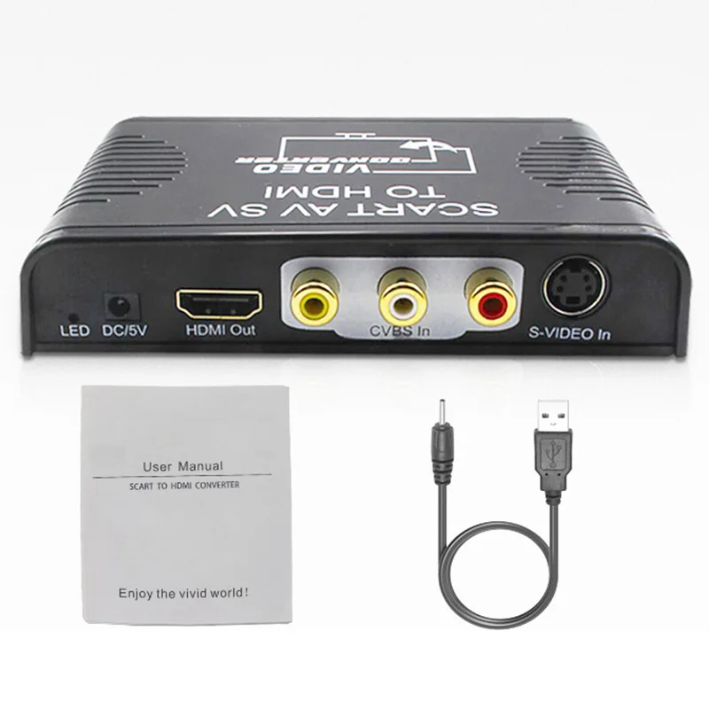 Dwell høste tempereret S-video Composite Av Scart To Hdmi Converter Switch Box 3-in-1 Scart+s-video+composite  Av Rca To Hdmi Converter - Audio & Video Cables - AliExpress