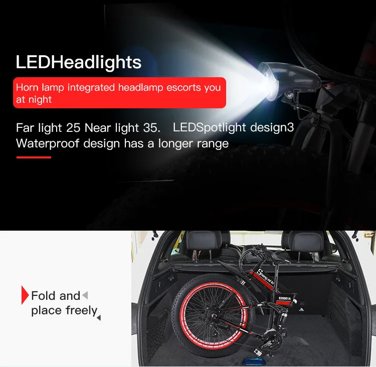 Electric Snow Scooter Adults Two Wheels Electric Bicycles Fat Tires Smart Folding Off Road Electric Bike (9)