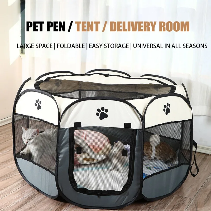 Portable Pet Tent Folding Pet Cage Outdoor Dog Kennels Octagon