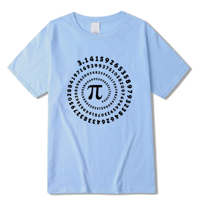 Men's T-shirt 100% cotton short sleeve Mathematical geometry printed men Tshirt  o-neck street style cool funny loose T-shirt Sky blue -2018325