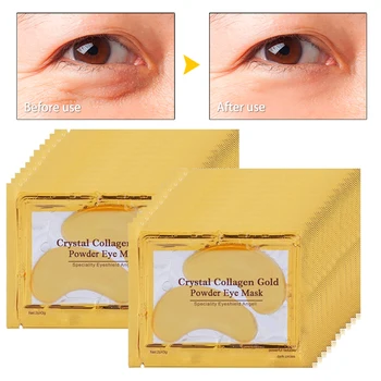 10pcs Crystal Collagen Gold Powder Eye Mask Anti Aging Dark Circles Acne Beauty Patches For
