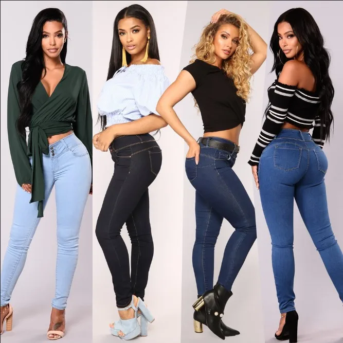 

High Waist Straight Jeans Fashion Women High Elastic Waist Skinny Washed Denim Pencil Pants Feminine Fashion Fall 2020