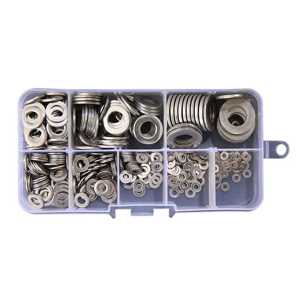 

360PCS Flat Washer Stainless Steel Gasket Assorted Washer Kits Plain Washer Flat Gasket M2 M2.5 M3 M4 M5 M6 M8 M10