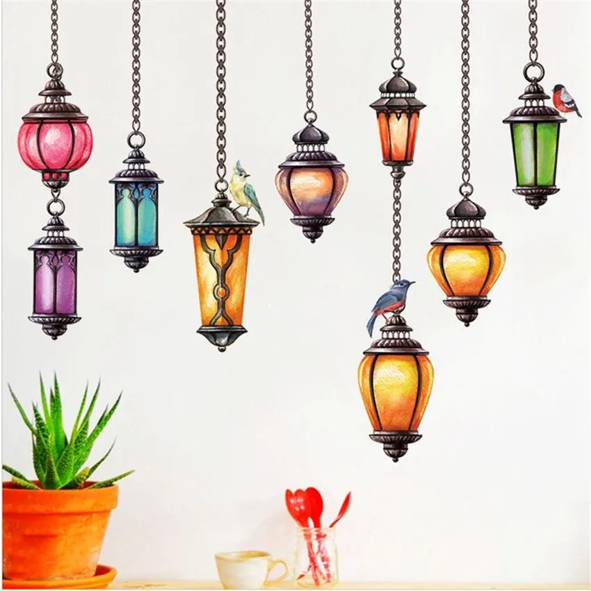 1PC Large Exotic Chandeliers Removable Wall Sticker PVC For Living Room Background Room Decoration Stickers Muraux 60*90CM